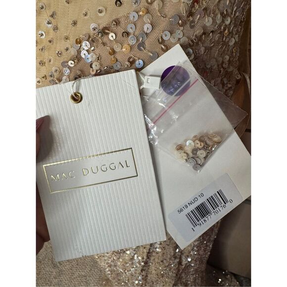 NWT MAC DUGGAL Embellished Illusion High Neck Cap Sleeve Gown 5619 size 10 - Picture 7 of 15